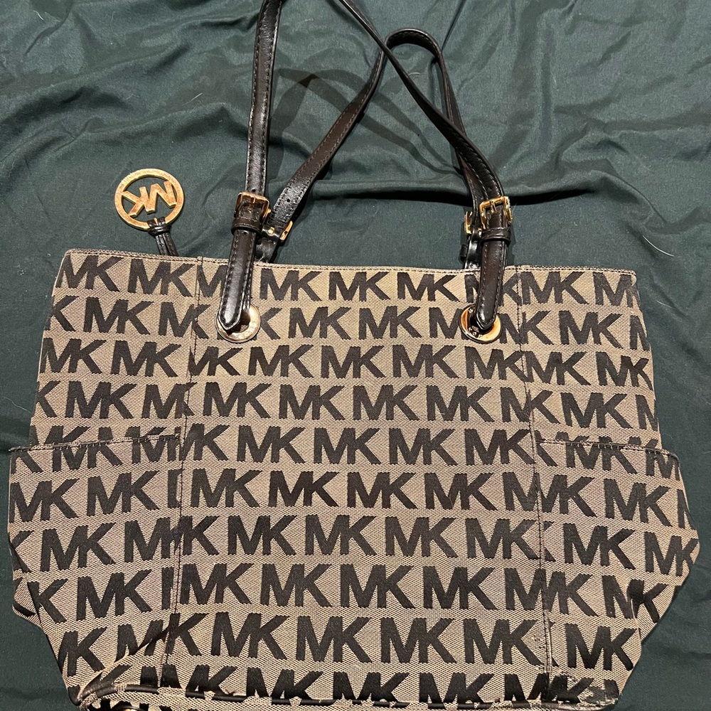 Michael Kors Black and Brown Logo Tote